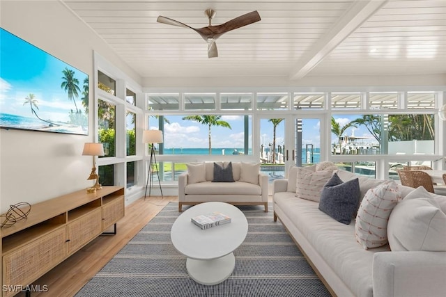 15009 Binder Dr, Captiva, FL 33924 - sunroom / solarium with wood finished floors and beamed ceiling