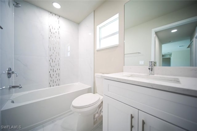 1895 Weldon Ave, Lehigh Acres, FL 33972 - full bath with toilet, vanity, shower / bath combination, and recessed lighting