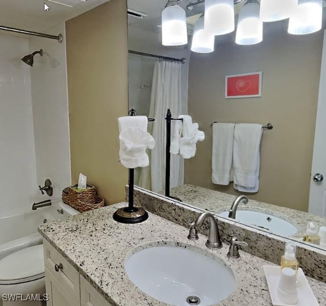17170 Harbour Point Dr Unit 736, Fort Myers, FL 33908 - full bath with vanity, toilet, and shower / bathtub combination with curtain