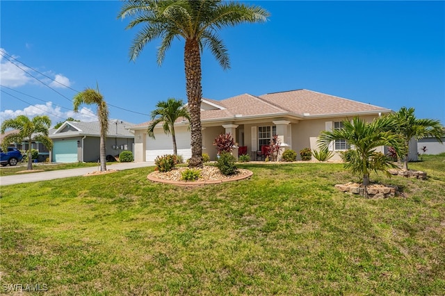 2608 NW 25th Ave, Cape Coral, FL 33993 - single story home featuring driveway, a garage, a front yard, and stucco siding