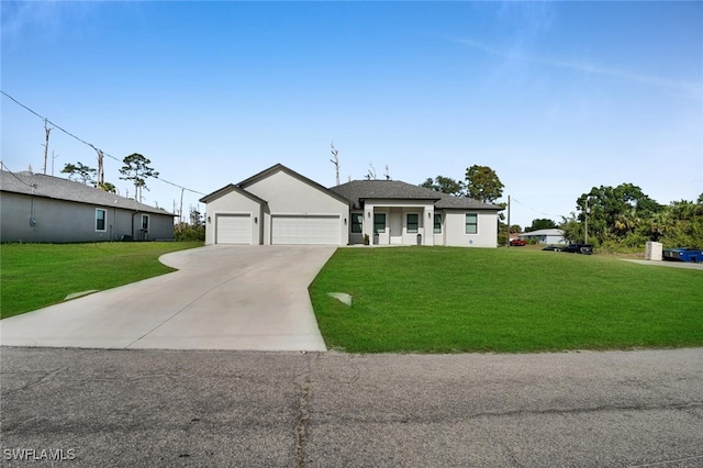 1158 E Benbow Cir, Labelle, FL 33935 - view of front of home with a garage, driveway, a front yard, and stucco siding