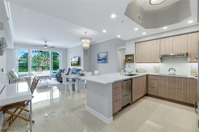 2728 Tiburon Blvd E Unit A403, Naples, FL 34109 - kitchen with dishwasher, modern cabinets, open floor plan, a peninsula, and recessed lighting