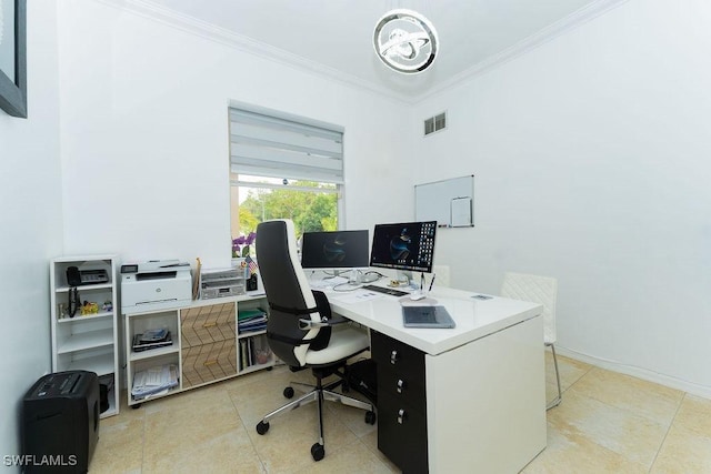2140 8th St NE, Naples, FL 34120 - home office featuring ornamental molding and light tile patterned floors