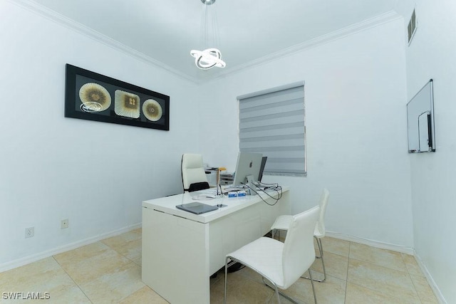 2140 8th St NE, Naples, FL 34120 - office featuring crown molding, baseboards, and light tile patterned floors