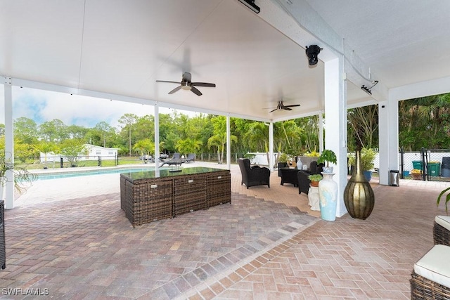 2140 8th St NE, Naples, FL 34120 - view of patio / terrace featuring outdoor lounge area and a ceiling fan