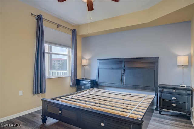 8320 Whiskey Preserve Cir Unit 321, Fort Myers, FL 33919 - bedroom with dark wood-type flooring, baseboards, and ceiling fan