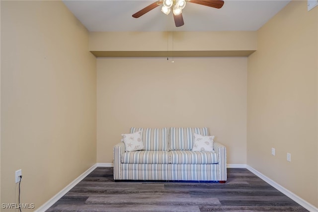 8320 Whiskey Preserve Cir Unit 321, Fort Myers, FL 33919 - living area with ceiling fan, wood finished floors, and baseboards