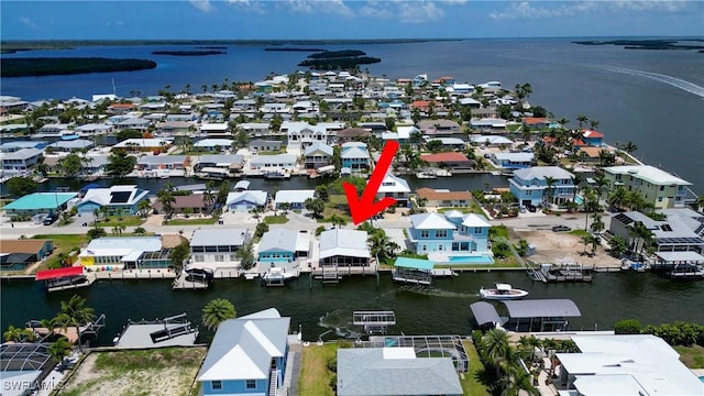 2685 Geary St, Matlacha, FL 33993 - aerial perspective of suburban area with a large body of water