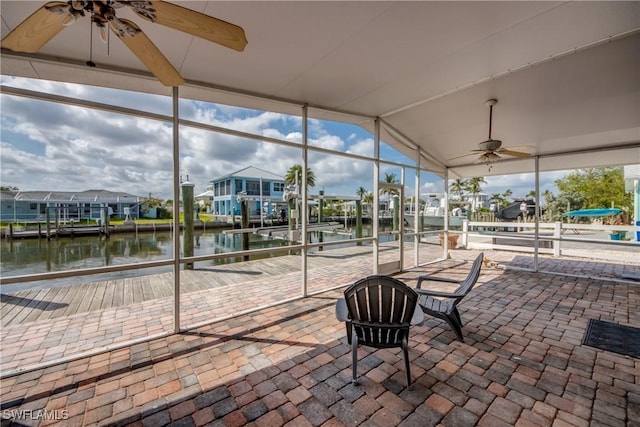 2685 Geary St, Matlacha, FL 33993 - sunroom / solarium with a ceiling fan, a water view, and healthy amount of natural light