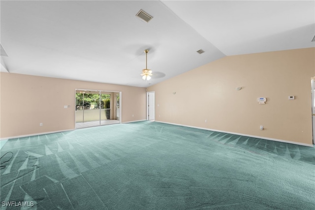 206 SE 12th Ter, Cape Coral, FL 33990 - carpeted empty room with lofted ceiling, ceiling fan, and baseboards