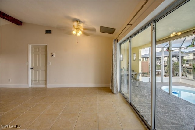 2692 Clyde St, Matlacha, FL 33993 - unfurnished room with a ceiling fan, light tile patterned flooring, and baseboards