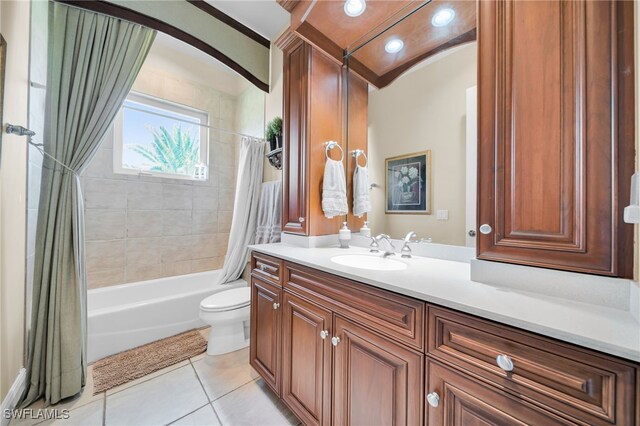4009 Chiquita Blvd S, Cape Coral, FL 33914 - full bathroom featuring tile patterned flooring, vanity, toilet, shower / tub combo, and recessed lighting