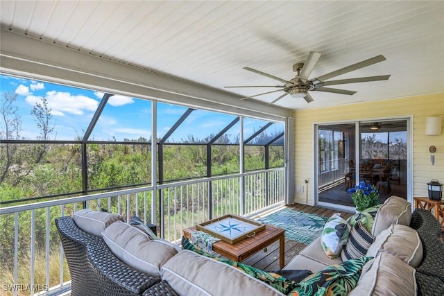 654 Sea Oats Dr, Sanibel, FL 33957 - sunroom with an outdoor hangout area and ceiling fan