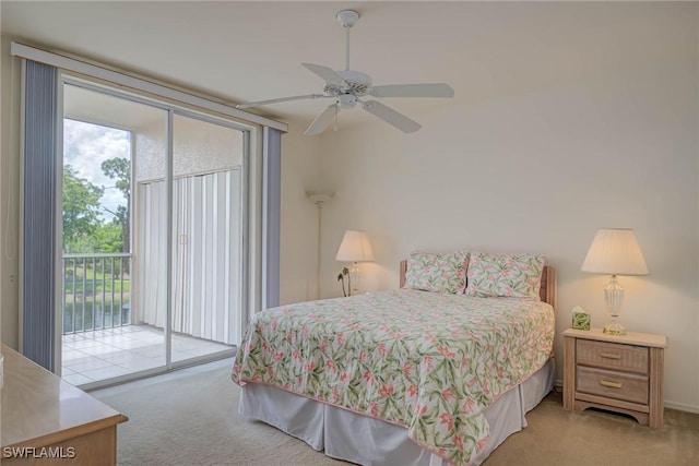 14931 Park Lake Dr Unit 209, Fort Myers, FL 33919 - carpeted bedroom with access to exterior, multiple windows, and a ceiling fan