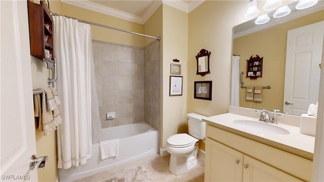 5872 Mayflower Way, Ave Maria, FL 34142 - full bath with vanity, ornamental molding, tile patterned flooring, toilet, and shower / tub combo