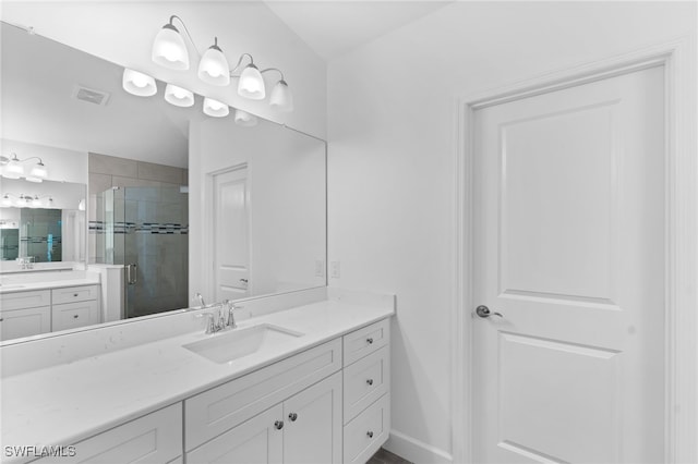336 Ranchito Ave, Lehigh Acres, FL 33974 - bathroom with a stall shower, vanity, and baseboards