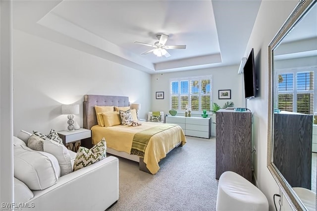 9232 Aviano Dr Unit 102, Fort Myers, FL 33913 - bedroom with a raised ceiling, carpet, and a ceiling fan
