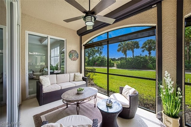 9232 Aviano Dr Unit 102, Fort Myers, FL 33913 - sunroom with a ceiling fan and an outdoor living space