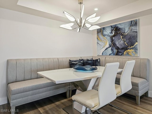 3951 Gulf Shore Blvd N Unit 1005, Naples, FL 34103 - dining space with breakfast area, wood finished floors, a chandelier, and recessed lighting