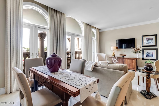900 5th Ave S Unit 302, Naples, FL 34102 - dining room featuring crown molding and french doors