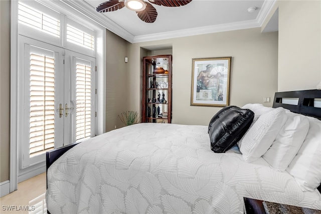 900 5th Ave S Unit 302, Naples, FL 34102 - bedroom with ornamental molding and a ceiling fan