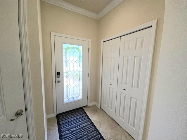 8874 Via Isola Ct, Fort Myers, FL 33966 - entryway featuring ornamental molding and light tile patterned floors