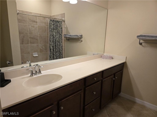8874 Via Isola Ct, Fort Myers, FL 33966 - full bathroom featuring vanity, a shower with shower curtain, and tile patterned flooring