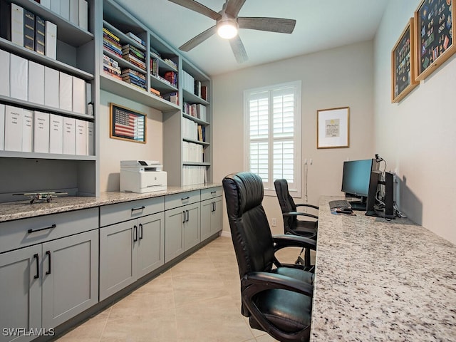 2174 Clementine St, Naples, FL 34120 - office area with light tile patterned floors and a ceiling fan