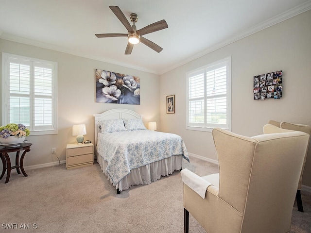 2174 Clementine St, Naples, FL 34120 - bedroom with crown molding, multiple windows, light carpet, and baseboards