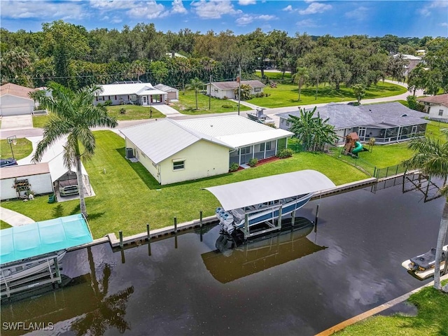 14938 Randolph Dr, Fort Myers, FL 33905 - aerial perspective of suburban area with a large body of water