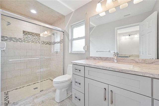 14938 Randolph Dr, Fort Myers, FL 33905 - bathroom featuring vanity, toilet, a shower stall, and recessed lighting
