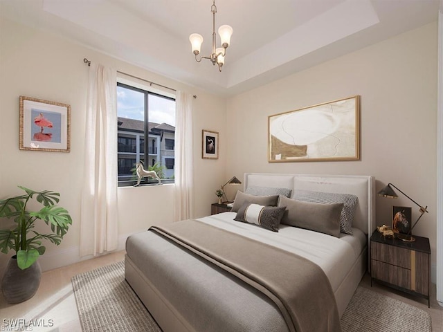 1030 3rd Ave S Unit 406, Naples, FL 34102 - carpeted bedroom featuring baseboards and a chandelier