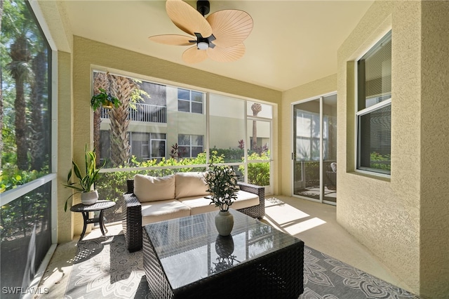 1630 Tarpon Bay Dr S Unit 102, Naples, FL 34119 - sunroom / solarium featuring outdoor lounge area and a ceiling fan