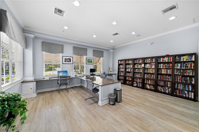 1630 Tarpon Bay Dr S Unit 102, Naples, FL 34119 - office space featuring light wood-style floors, crown molding, recessed lighting, and baseboards