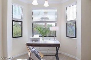 9834 Giaveno Cir Unit 1716, Naples, FL 34113 - tiled home office featuring baseboards