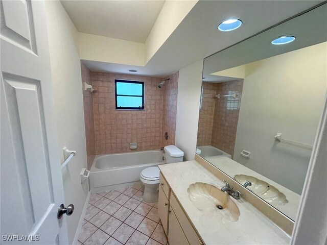 1706 Forest Lakes Blvd, Naples, FL 34105 - bathroom with vanity, tile patterned flooring, toilet, bathtub / shower combination, and recessed lighting