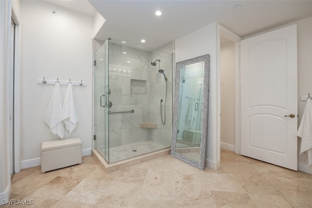 560 El Camino Real Unit 1304, Naples, FL 34119 - full bathroom with a marble finish shower, baseboards, and recessed lighting