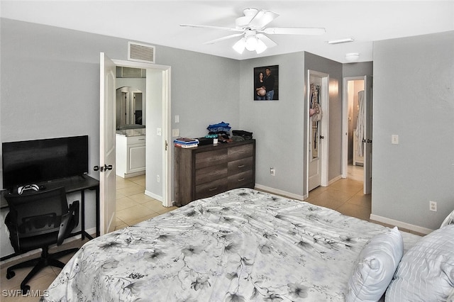 3408 26th St SW, Lehigh Acres, FL 33976 - bedroom with light tile patterned flooring, baseboards, an office area, and a ceiling fan