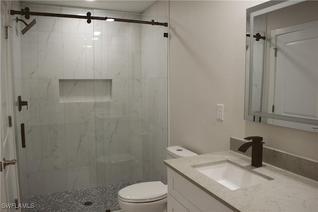 1013 Agnes Ave, Lehigh Acres, FL 33971 - bathroom with toilet, vanity, and a marble finish shower