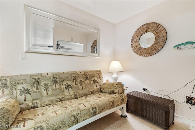 5483 Peppertree Dr Unit 1, Fort Myers, FL 33908 - living area with a ceiling fan and tile patterned flooring