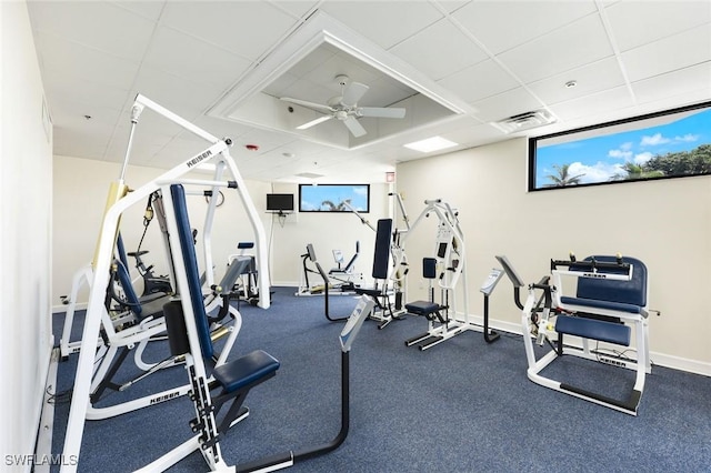 6001 Pelican Bay Blvd Unit 1405, Naples, FL 34108 - workout area with ceiling fan and baseboards