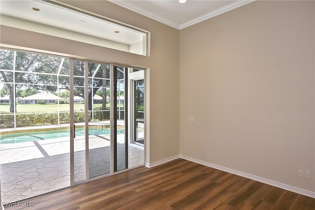 19741 Vintage Trace Cir, Estero, FL 33967 - spare room featuring dark wood-style flooring, ornamental molding, baseboards, and recessed lighting