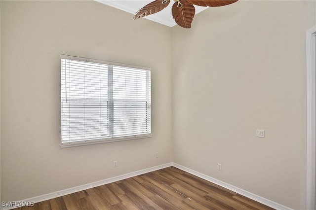 19741 Vintage Trace Cir, Estero, FL 33967 - unfurnished room featuring baseboards, dark wood finished floors, a ceiling fan, and ornamental molding