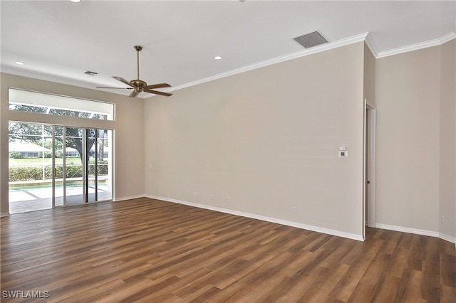 19741 Vintage Trace Cir, Estero, FL 33967 - spare room with crown molding, a ceiling fan, wood finished floors, baseboards, and recessed lighting