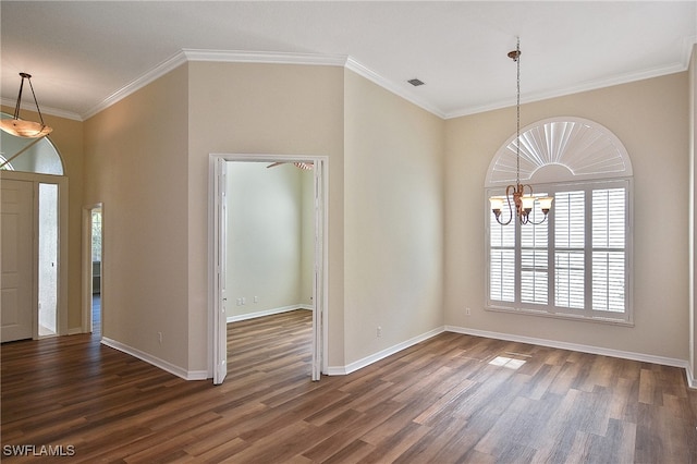 19741 Vintage Trace Cir, Estero, FL 33967 - foyer with a chandelier, dark wood finished floors, crown molding, and baseboards