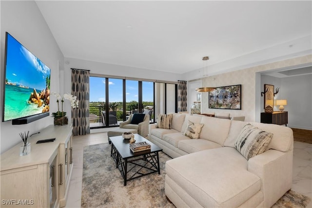 1115 Central Ave Unit 547, Naples, FL 34102 - living room with baseboards and light marble finish flooring