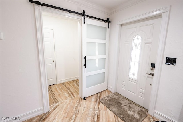 4924 20th Pl SW, Naples, FL 34116 - entrance foyer with a barn door and crown molding