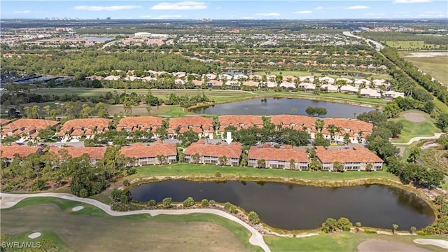 20051 Seagrove St Unit 1206, Estero, FL 33928 - aerial overview of property's location featuring a large body of water, nearby suburban area, and a local golf course