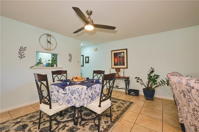 1051 Palm Ave Unit 117, North Fort Myers, FL 33903 - dining space featuring tile patterned flooring, a ceiling fan, and baseboards