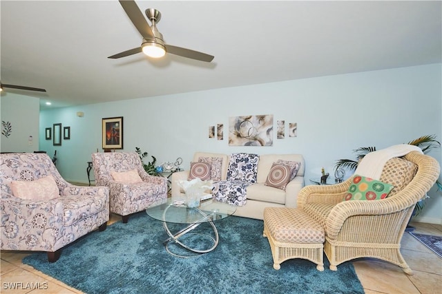 1051 Palm Ave Unit 117, North Fort Myers, FL 33903 - tiled living room featuring a ceiling fan